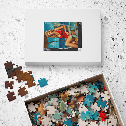 Retro Beach Lady Puzzle, Vintage Art Jigsaw Puzzle for Adults, Home Entertainment, Fun Family Activity, Gift for Art Lovers, Nostalgic Gift Puzzle The Puzzle Chest