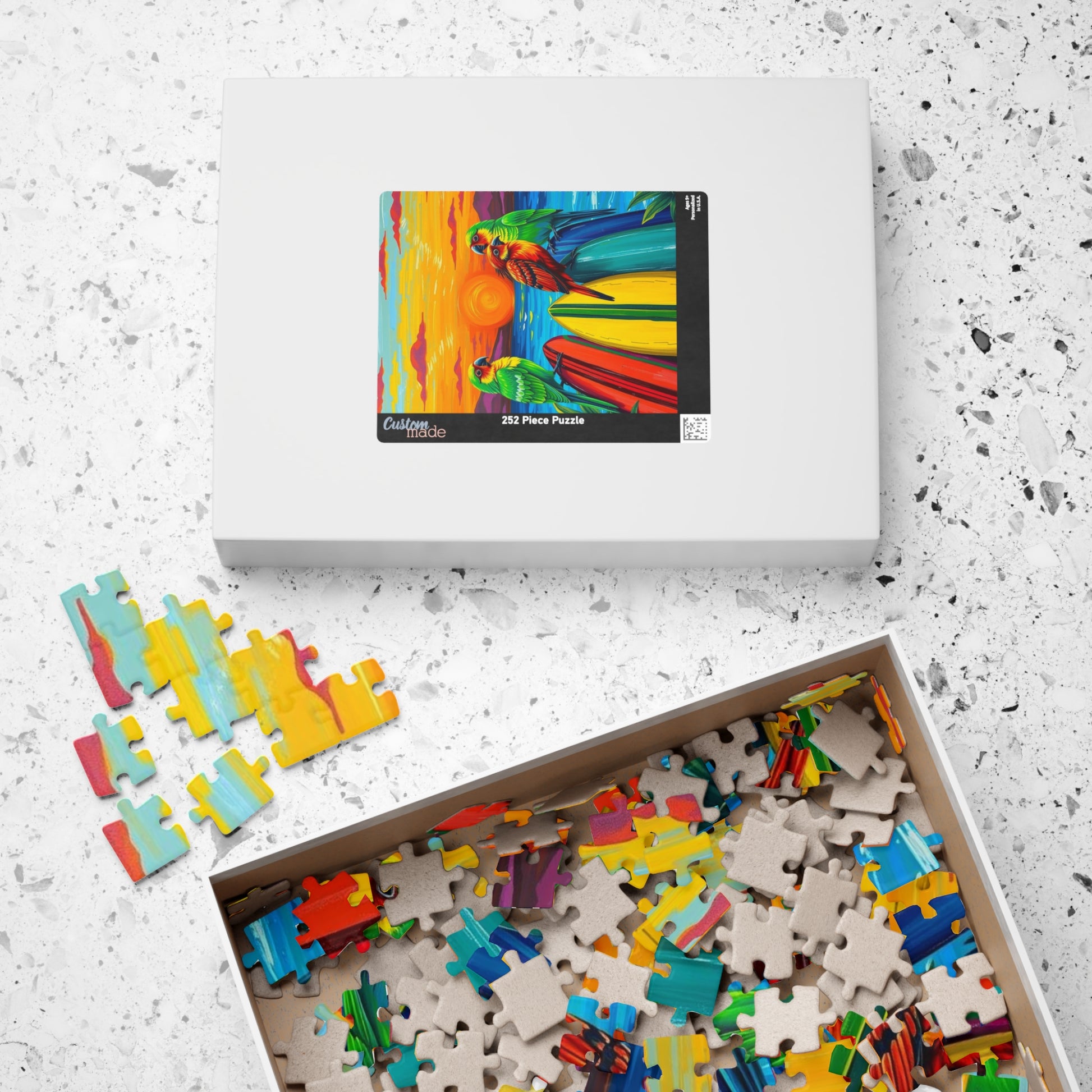 Colorful Surfing Parrots Puzzle, Vibrant Tropical Art Puzzle, Fun Family Activity, Best Gift for Nature Enthusiast, Bird Lover, Birdwatcher Puzzle The Puzzle Chest