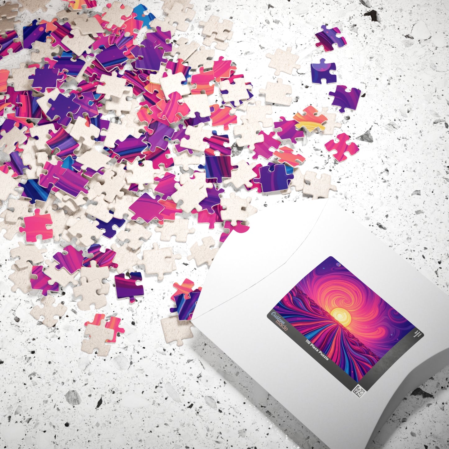 Abstract Sunrise Jigsaw Puzzle, Swirling Sun Illustration, Colorful Horizon for Puzzle Lovers Art Enthusiasts Hobbyists, Best Unique Gift Puzzle The Puzzle Chest
