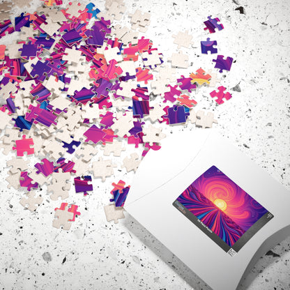 Abstract Sunrise Jigsaw Puzzle, Swirling Sun Illustration, Colorful Horizon for Puzzle Lovers Art Enthusiasts Hobbyists, Best Unique Gift Puzzle The Puzzle Chest