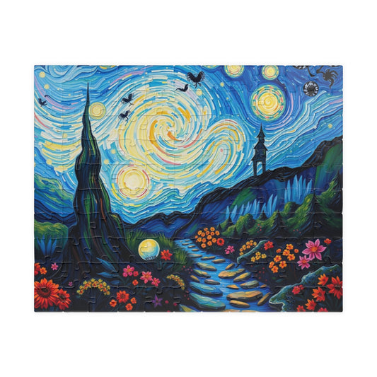 Starry Night Jigsaw Puzzle, Colorful 110-1014 Piece Puzzle for Art Lover, Family Game Night, Home Entertainment, Gift for Puzzle Enthusiasts 110 pcs (Horizontal) Puzzle The Puzzle Chest