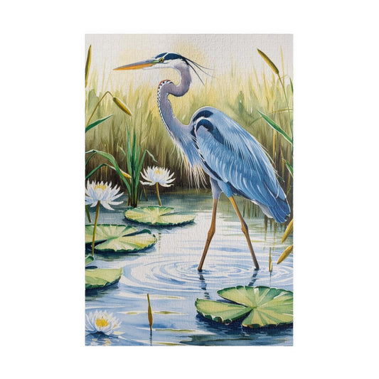 Jigsaw Puzzle, Animal Bird Puzzle, Heron Reflection, Shimmering Evening Light, Relaxing Activity, Mindfulness Game, Family Entertainment 1014 pcs (Vertical) Puzzle The Puzzle Chest