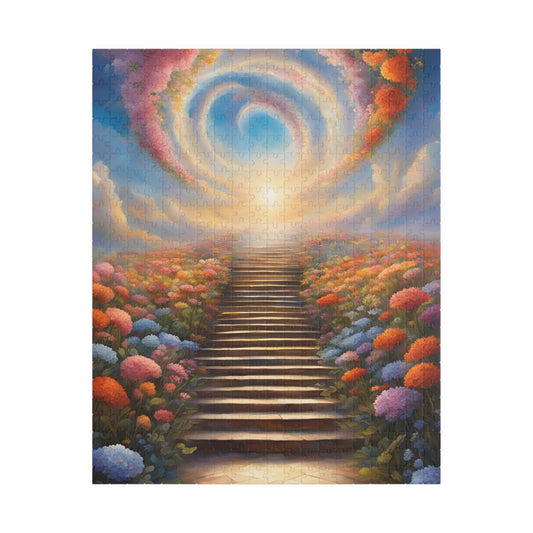 Heavenly Staircase Puzzle, Floral Flower Design, Religious Christian Faith Theme, 110 252 520 1014-Piece Jigsaw, Hobby, Meditation, Family 520 pcs (Vertical) Puzzle The Puzzle Chest