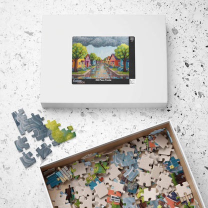 Bloomstreet in Spring Jigsaw Puzzle - Rainy Day In Town Puzzle The Puzzle Chest