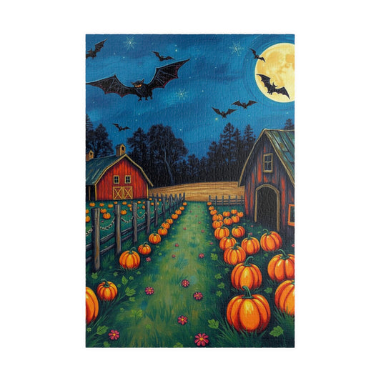 Haunted Pumpkin Patch Festive Halloween Jigsaw Puzzle, Ideal for Family Fun, Autumn Nights, Gift for Puzzle Lover, Cozy Home Activity