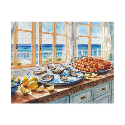 Coastal Kitchen Puzzle Gifted, Sea-food Themed Food Jigsaw Game, Kitchen Decor, Fun Family Activity for Game Night, Puzzle Lover 110 pcs (Horizontal) Puzzle The Puzzle Chest