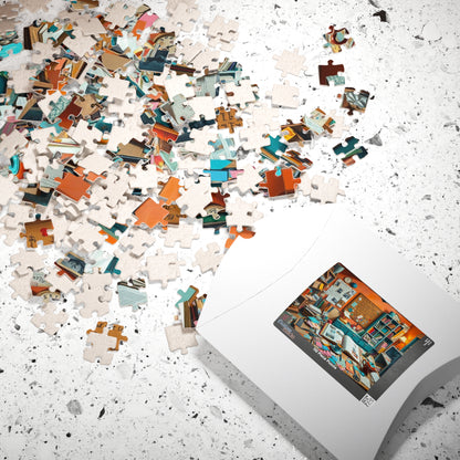Vibrant Scrapbooking Studio Jigsaw Puzzle, Paper Crafting Table with Tools, DIY Art Scene, Hobby Gift, Puzzle Lover Art Enthusiast, Mindful Puzzle The Puzzle Chest