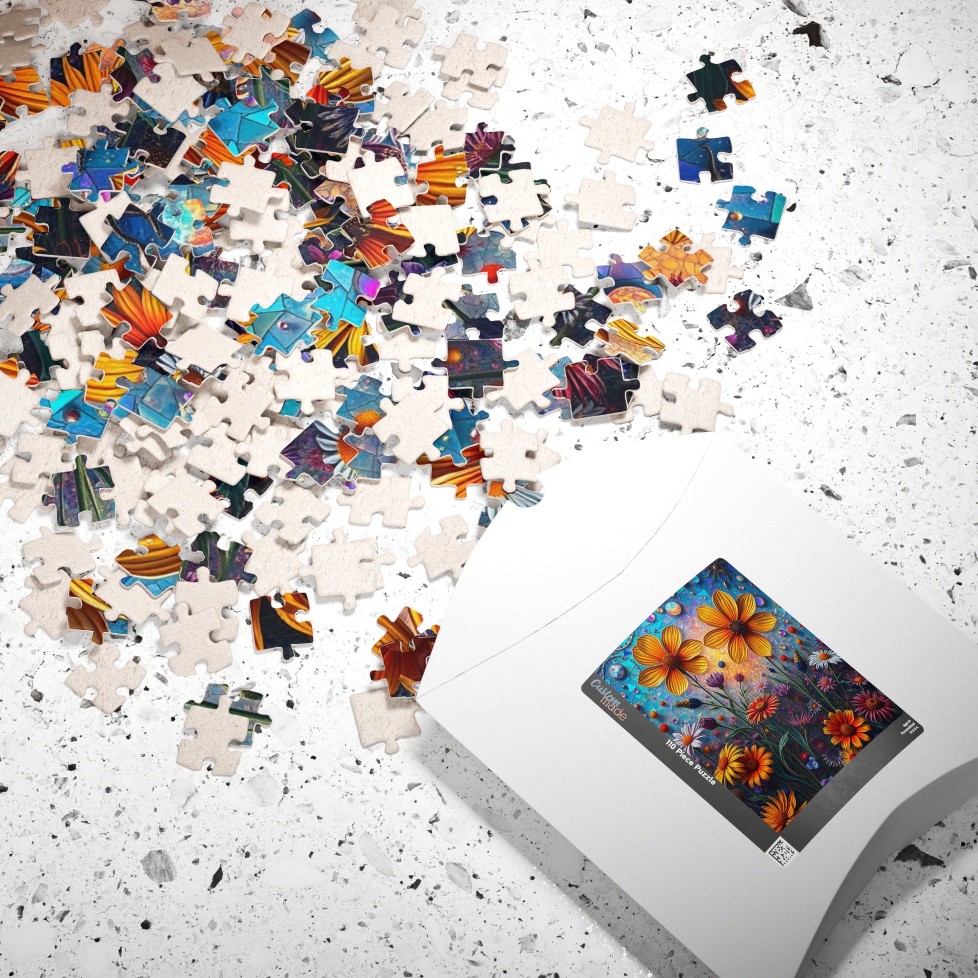 Colorful Floral Mosaic Puzzle - 110, 252, 520, 1014-piece | Flower Lover Gift, Family Bonding Activity, Puzzle Game Night, Frameable Art Puzzle The Puzzle Chest