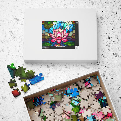 Lotus Jigsaw Puzzle, Sacred Pink Flower in Bloom, Faith-Based Nature Themed Game, Relaxation Activity, Unique Gift for Puzzle Lover