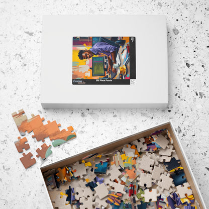 Afrocentric Jigsaw Puzzle - Black Man Creative Workspace, Black Art Jigsaw Puzzle Gift for Puzzle Lover, Home Entertainment, Mental Exercise