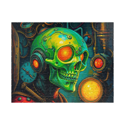 Neon Machina Jigsaw Puzzle, Steampunk Skull Puzzle, 110-1014 Piece Unique Gift for Family, Friends, Party Activity, Halloween Brain Teaser 252 pcs (Horizontal) Puzzle The Puzzle Chest