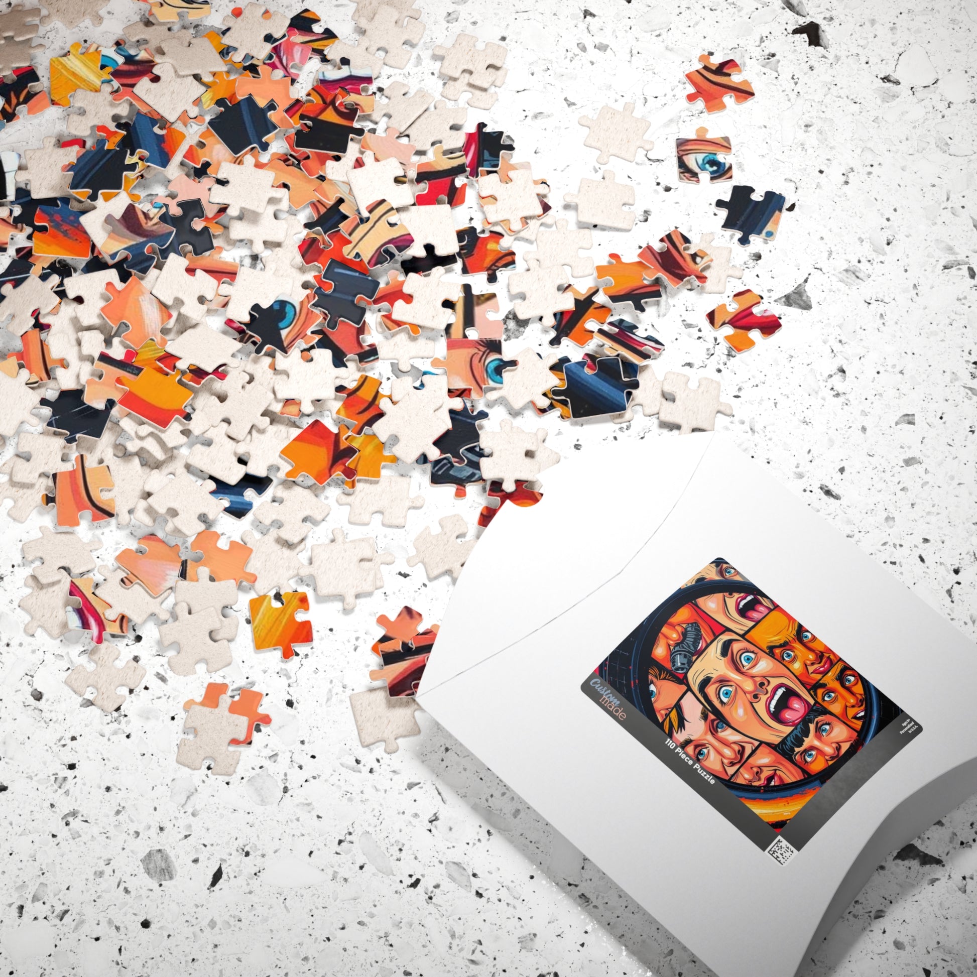 Vibrant Face Collage Puzzle, Pop Art Jigsaw Game Fun Family Activity, Unique Gift Idea for Friend, Colorful Home Entertainment, Brain Teaser Puzzle The Puzzle Chest