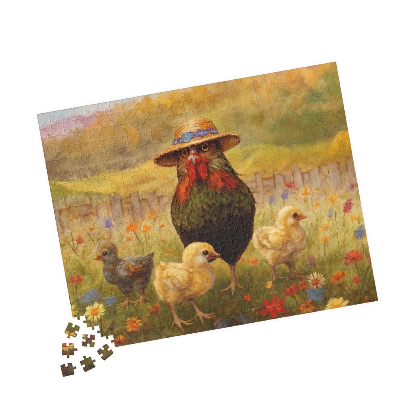 Chicken Stroll Jigsaw Puzzle - Chicks in Wildflower Field, Ideal for Family Fun Game, Indoor Activity, Holiday Birthday Gift, Bird Lovers Puzzle The Puzzle Chest