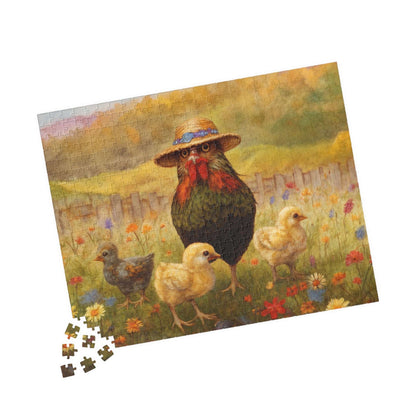 Chicken Stroll Jigsaw Puzzle - Chicks in Wildflower Field, Ideal for Family Fun Game, Indoor Activity, Holiday Birthday Gift, Bird Lovers Puzzle The Puzzle Chest