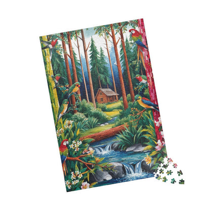 Forest Retreat Mosaic Puzzle - 110-1014 Piece, Tree Birds Cabin Stream Jigsaw Game, Nature Lovers Gift, Relaxing Mindfulness Family Activity Puzzle The Puzzle Chest