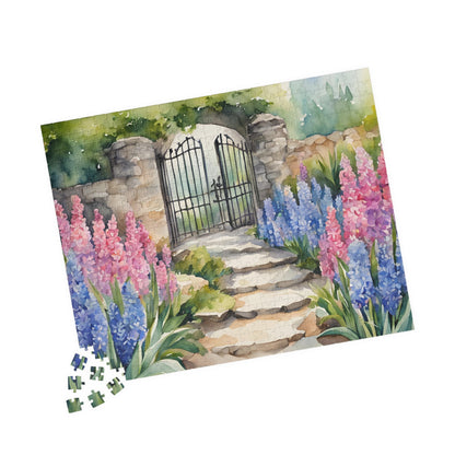 Jigsaw Puzzle, Stone Pathway Hyacinth Garden Scene, 110 252 520 1014-piece, Gift for Gardeners, Relaxing Hobby, Mindfulness Activity, Mental Puzzle The Puzzle Chest