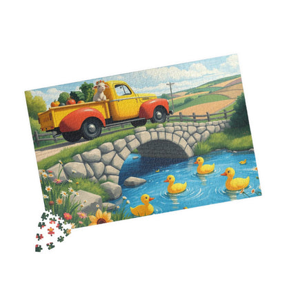 Vintage Farm Truck Duck Pond Jigsaw Puzzle — 110–1014 Piece Puzzle for Families & Kids 1014 pcs (Horizontal) Puzzle The Puzzle Chest