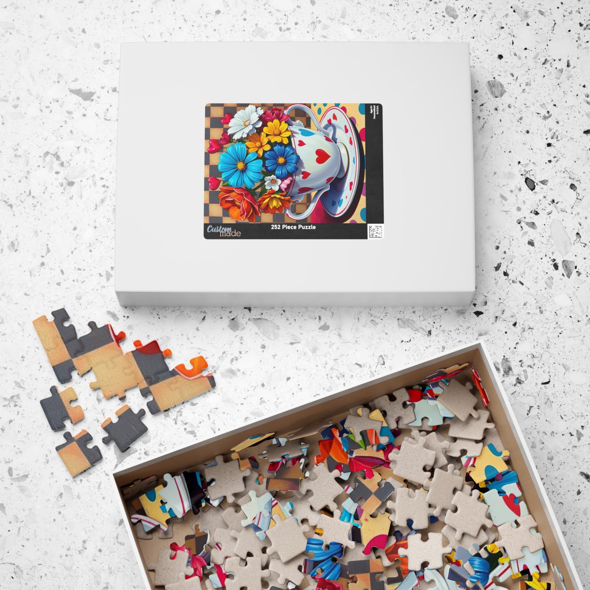 Floral Teacup Puzzle | Pop Art Jigsaw Game of Colorful Flowers | Gift for Flower Lovers, Friends, Family, Home Entertainment, Brain Teaser Puzzle The Puzzle Chest