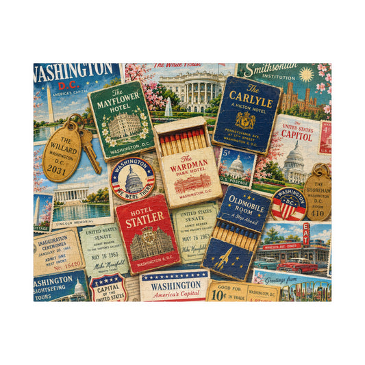 Washington DC Matchbook Puzzle | American History Memorabilia Jigsaw | Capital Landmark Patriotic Travel Nostalgia