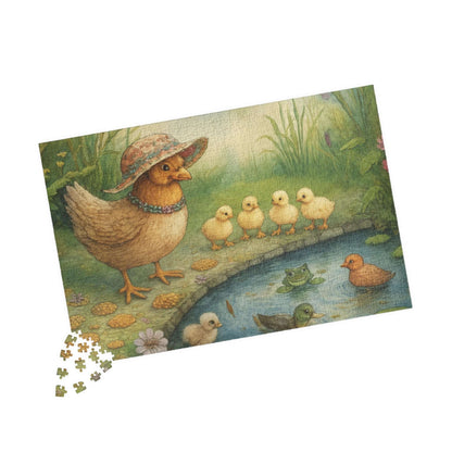 Pondside Adventure Jigsaw Puzzle - Charming Chicken Family Farmyard Nature Theme Gift for Friends, Family Game Night, Solo Fun, Animal Lover Puzzle The Puzzle Chest