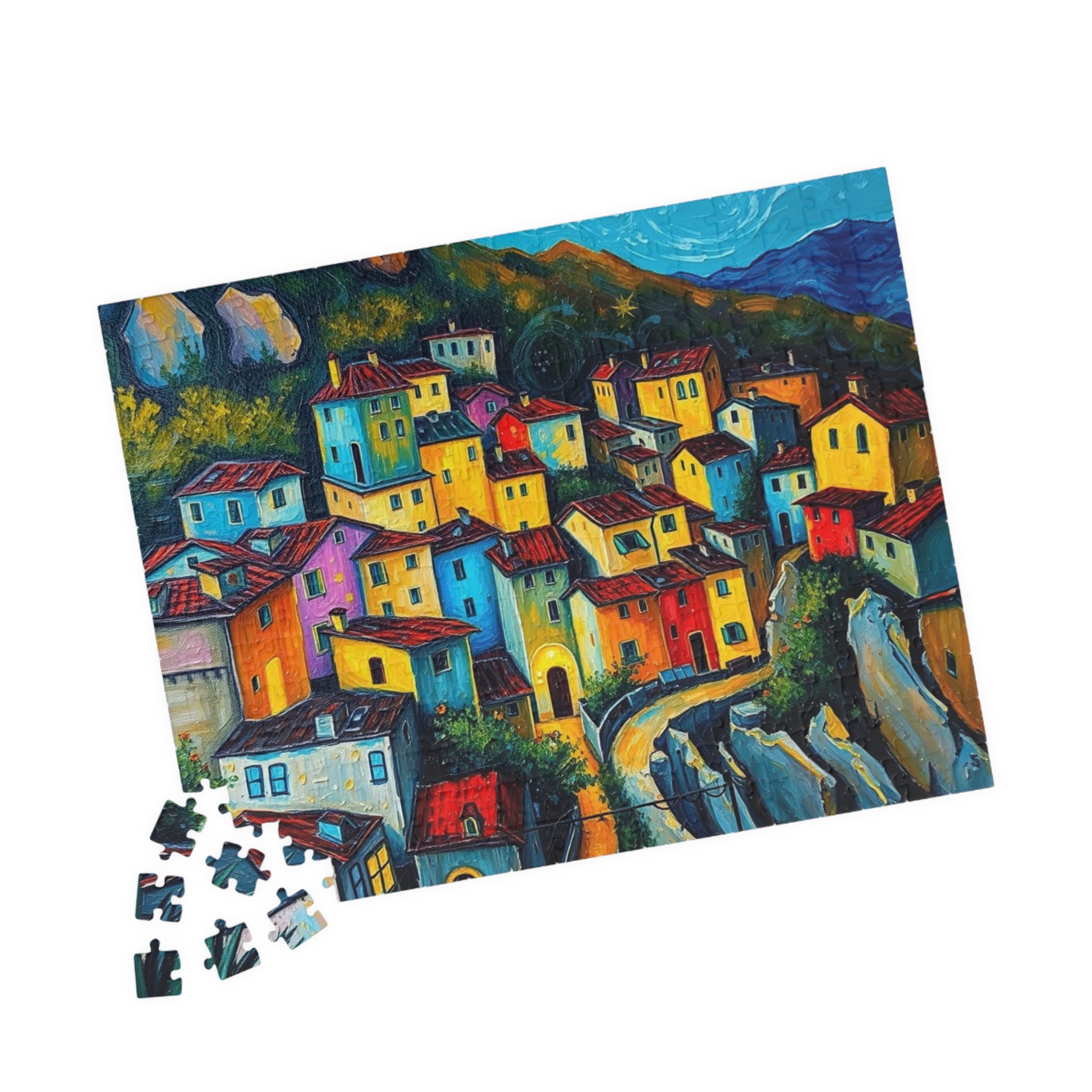 Colorful Village Art Puzzle - 110, 252, 520, 1014-piece | Perfect for Family Game Night, Gift for Art Lovers, Cozy Entertainment The Puzzle Chest