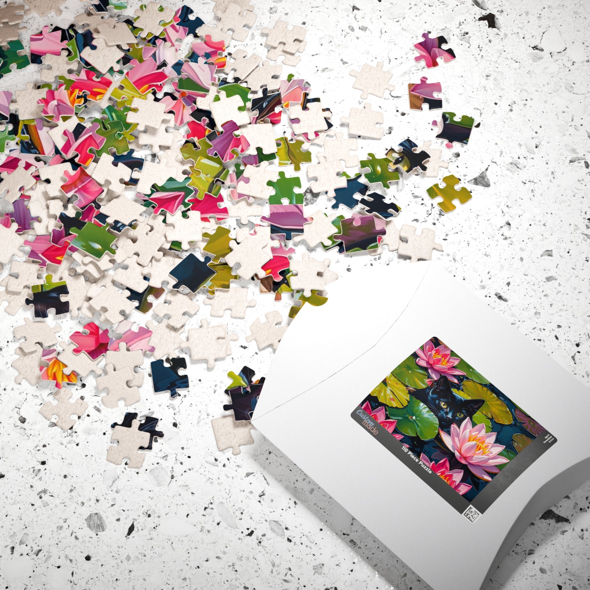 Black Cat Among Water Lilies Puzzle | 110-1014 Piece Animal Jigsaw Puzzle The Puzzle Chest