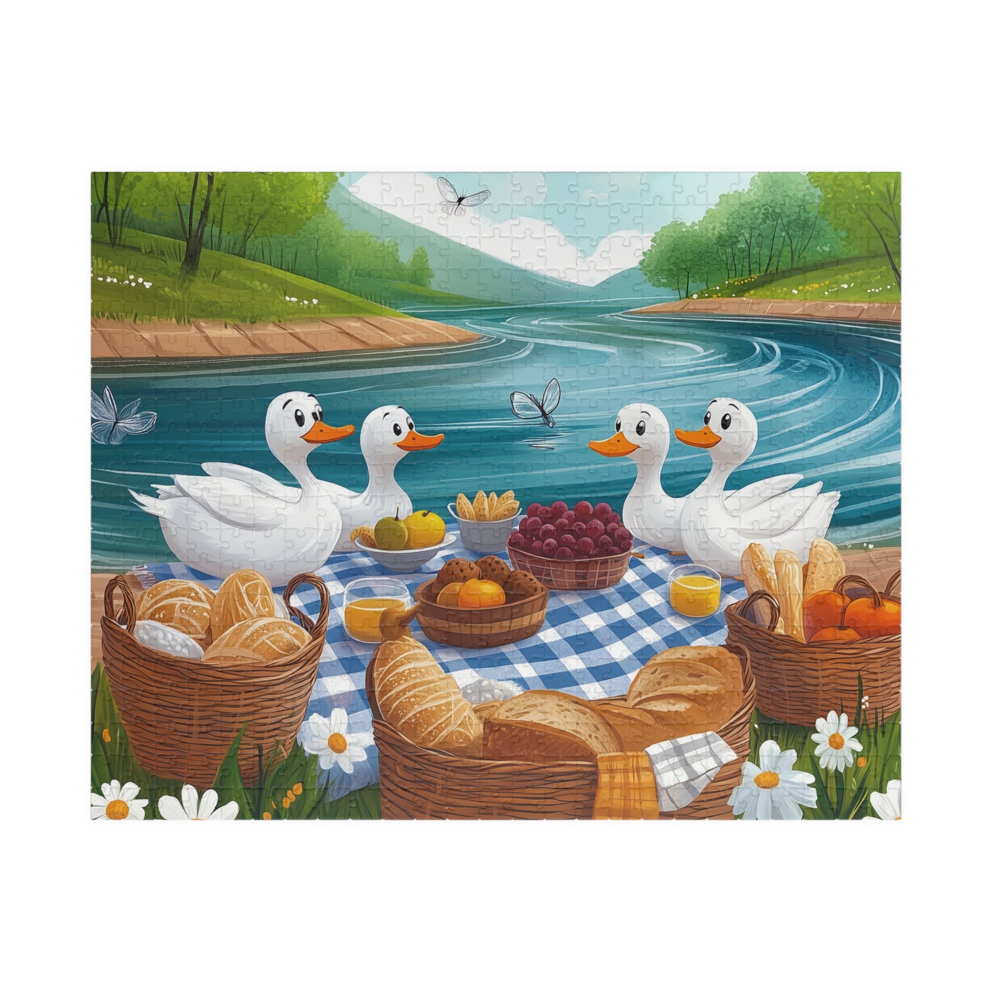 Duck Family Picnic Puzzle | Scenic River Picnic Animal Jigsaw Game Puzzle The Puzzle Chest