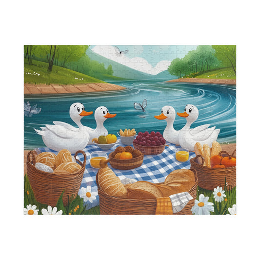 Duck Family Picnic Puzzle | Scenic River Picnic Animal Jigsaw Game Puzzle The Puzzle Chest