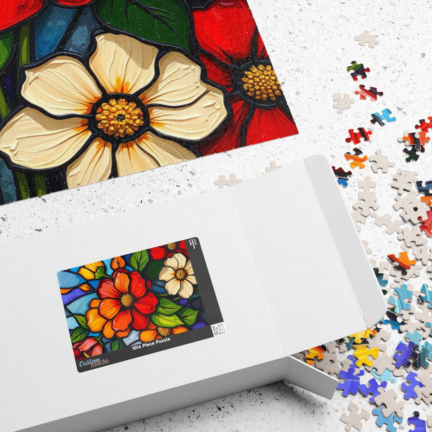 Petal Prism Floral Jigsaw Puzzle Stained Glass Style Flower Design, Gift for Puzzle Lover, Mindfulness Activity, Game Nights, Brain Teaser