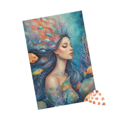 Mermaid Close-Up Jigsaw Puzzle, Serene Underwater Ocean Scene, Mindful Escape, Quiet Leisure Activity, Enthusiast Hobbyist Best Unique Gift