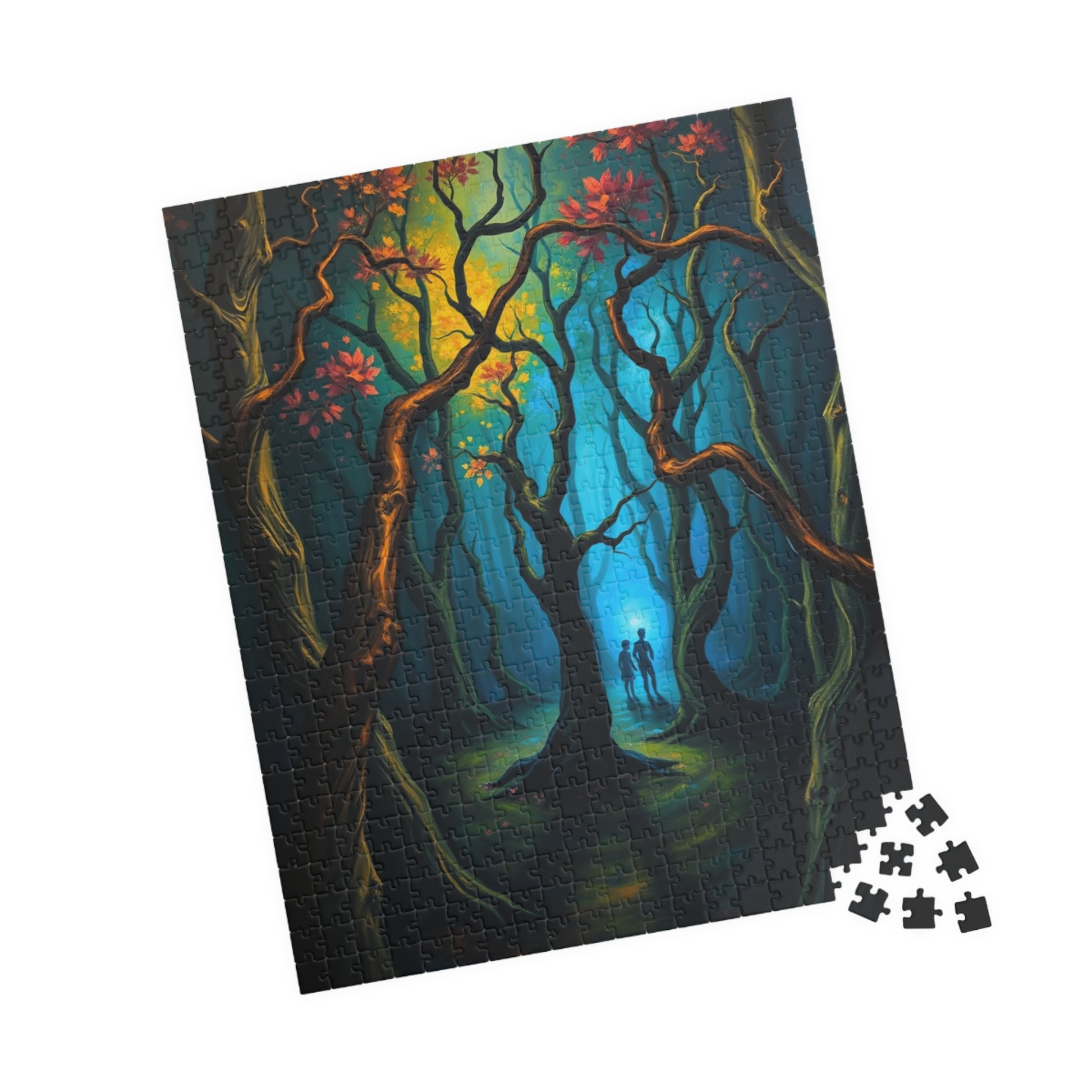 Enchanting Forest Puzzle - Ghostly Figures and Blue Mist Gothic Jigsaw Game, Perfect Gift for Nature Lovers, Family Game Night, Relaxation The Puzzle Chest
