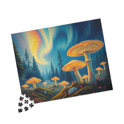 Enchanted Mushroom Puzzle with Aurora Borealis Design - Perfect Gift for Nature Lovers, Family Game Night, and Relaxation Puzzle The Puzzle Chest