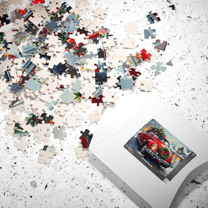 Winter Wonderland Jigsaw Puzzle - Christmas Vintage Car Theme, Retro Auto Holiday Gift for Families, Solo Winter Fun, 110-1014 Piece