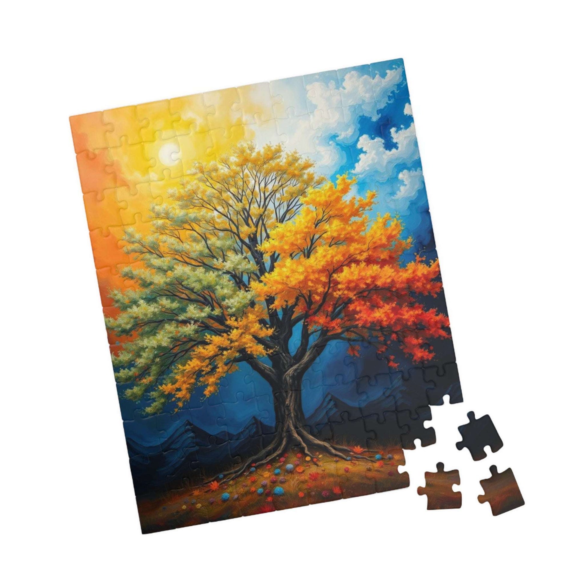 Vibrant Seasonal Tree Puzzle, Landscape Jigsaw Puzzle for Family Activity or Solo Fun, Nature Lovers Gift for Friends Puzzle The Puzzle Chest