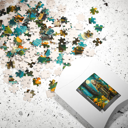 Elf Warrior Enchanted Forest Puzzle, Mystical Scene Glowing Mushrooms Moonlit Waterfalls, Fantasy Art Lover, Best Gift for Puzzle Enthusiast Puzzle The Puzzle Chest