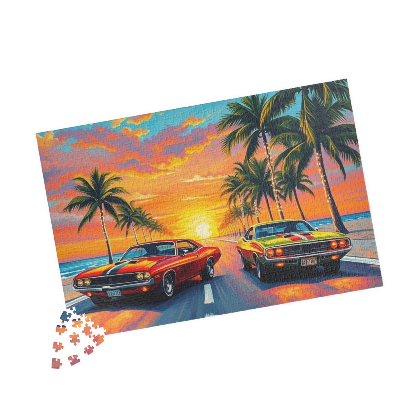 Vintage Car Puzzle: Retro Sunset Vibes, Nostalgic Holiday Birthday Gift for Friend Puzzle Lover, Family Fun Activity, Mindful Home Entertainment Puzzle The Puzzle Chest