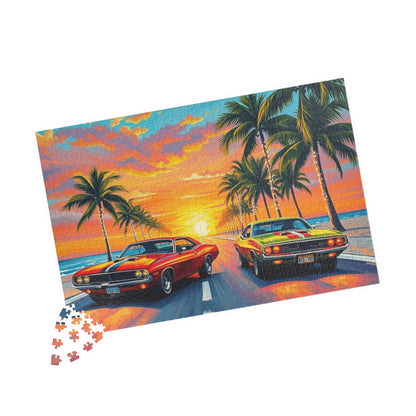 Vintage Car Puzzle: Retro Sunset Vibes, Nostalgic Holiday Birthday Gift for Friend Puzzle Lover, Family Fun Activity, Mindful Home Entertainment Puzzle The Puzzle Chest