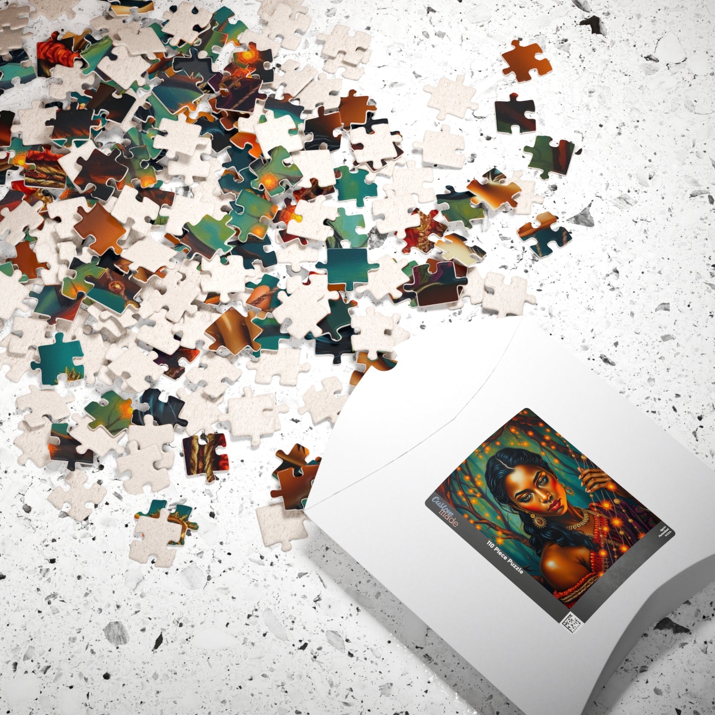 Indigenous Woman Portrait Puzzle, Beautiful Bioluminescent Forest Scene, Family Friendly Mindful Jigsaw Game, Challenge for Puzzle Lover Puzzle The Puzzle Chest