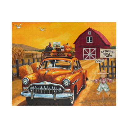 Autumn Farm Vintage Car Puzzle - 110, 252, 520, 1014-piece, Family Game, Fall Holiday Birthday Gift for Car Lovers, Puzzle Enthusiasts