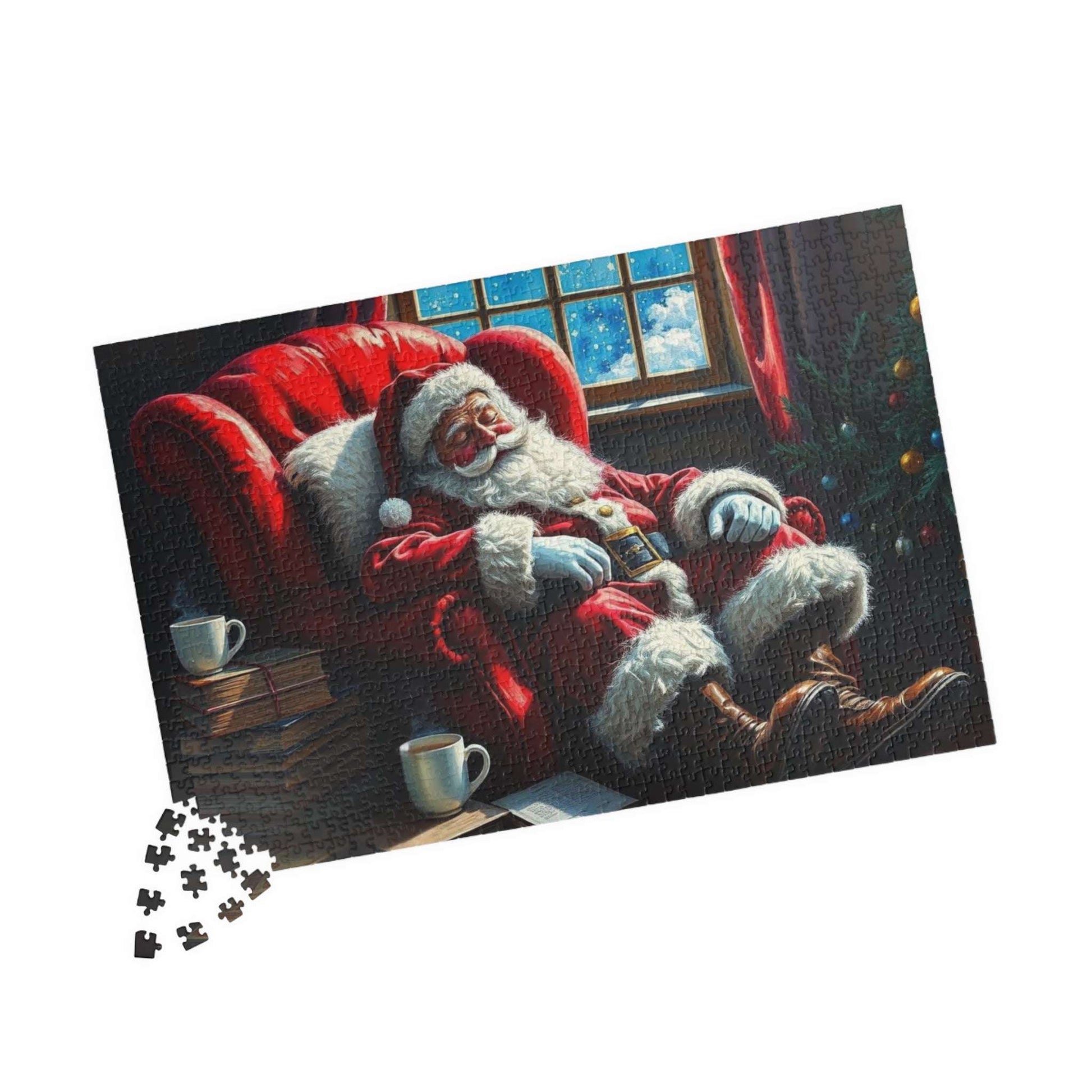 Cozy Santa Jigsaw Puzzle for Adults Holiday Fun, Christmas Themed Puzzle