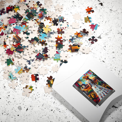 Mexican Bride Jigsaw Puzzle (110-1014 Piece), Lace Gown, Otomi Flowers, Hacienda Candles, Wedding Dress Design, Cultural Artwork Folklore Puzzle The Puzzle Chest