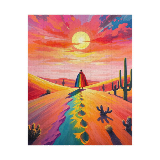Solitude in Spectrum Jigsaw Puzzle - Surreal Desert Sunset, Colorful LGBTQ Art, Unique Pride Gift for Puzzle Lovers, Home Entertainment 520 pcs (Vertical) Puzzle The Puzzle Chest