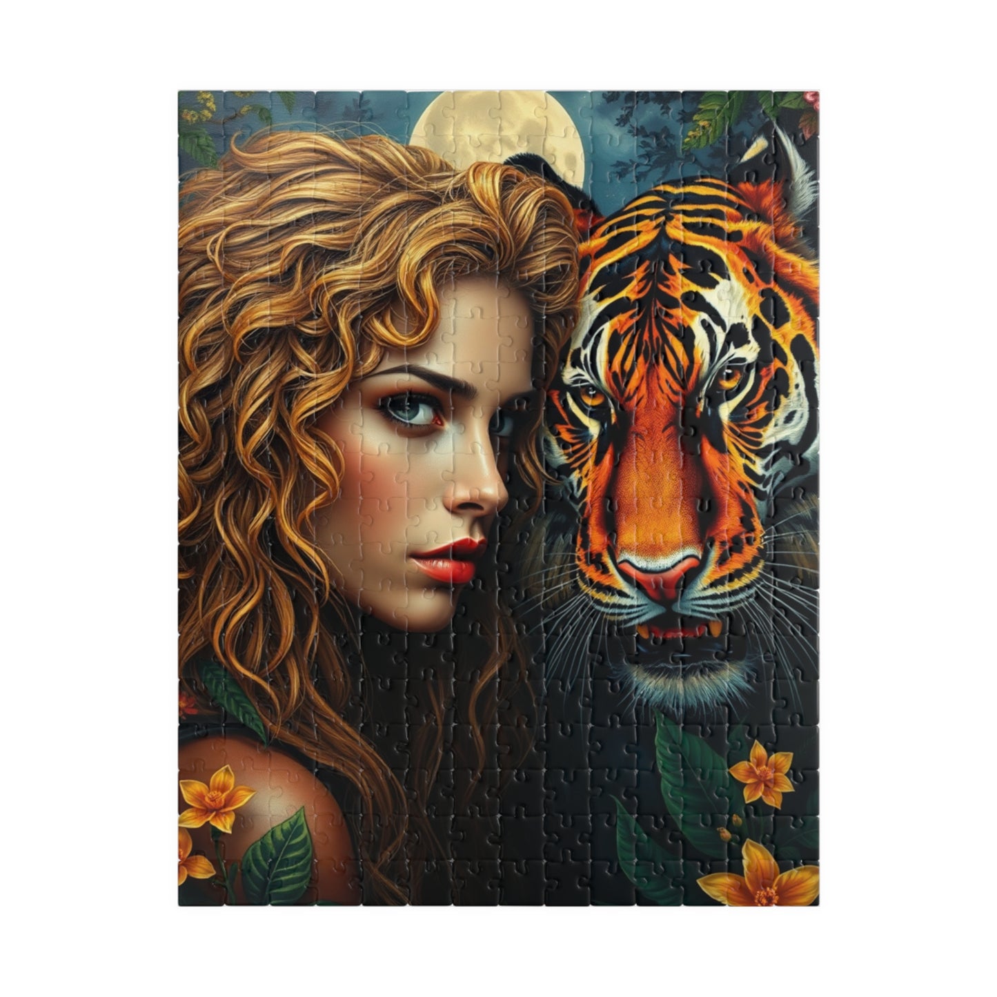 Tiger and Beauty Puzzle, Animal Art Adult Jigsaw Game for Relaxation, Home Entertainment, Creative Gift Idea Nature Lover, Family Game Night 252 pcs (Vertical) Puzzle The Puzzle Chest