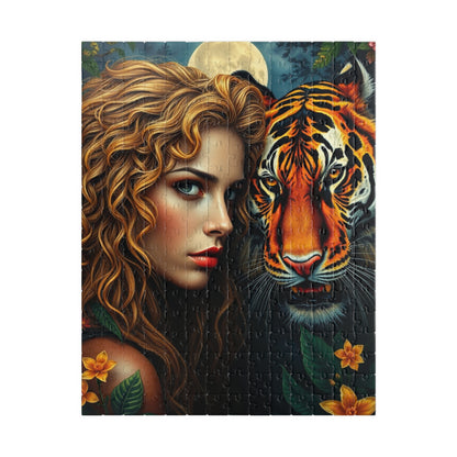 Tiger and Beauty Puzzle, Animal Art Adult Jigsaw Game for Relaxation, Home Entertainment, Creative Gift Idea Nature Lover, Family Game Night 252 pcs (Vertical) Puzzle The Puzzle Chest