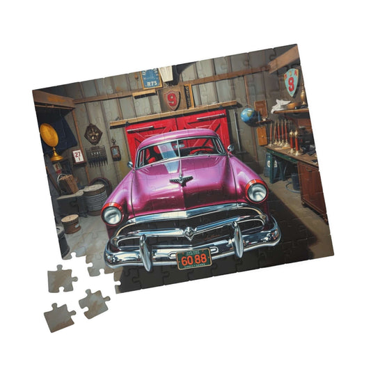 Classic Car Puzzle - 1953 Hornet, Vintage Auto Jigsaw Game, Nostalgic Garage Scene 110 pcs (Horizontal) Puzzle The Puzzle Chest