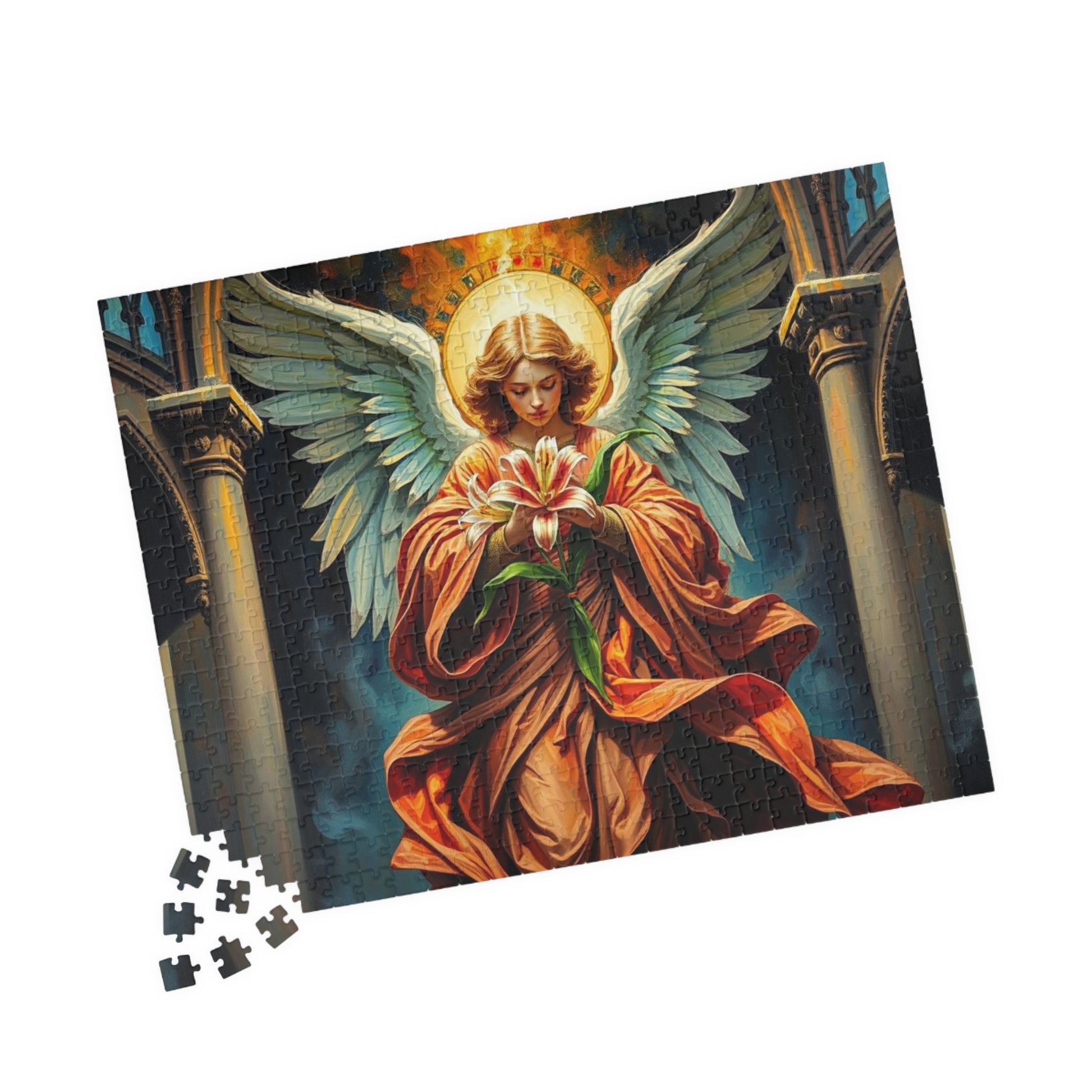 Divine Messenger Jigsaw Puzzle, Angel Artwork, Gothic Art Print, Elegant Puzzle for Adults, Holiday Birthday Gift for Friend Indoor Activity Puzzle The Puzzle Chest