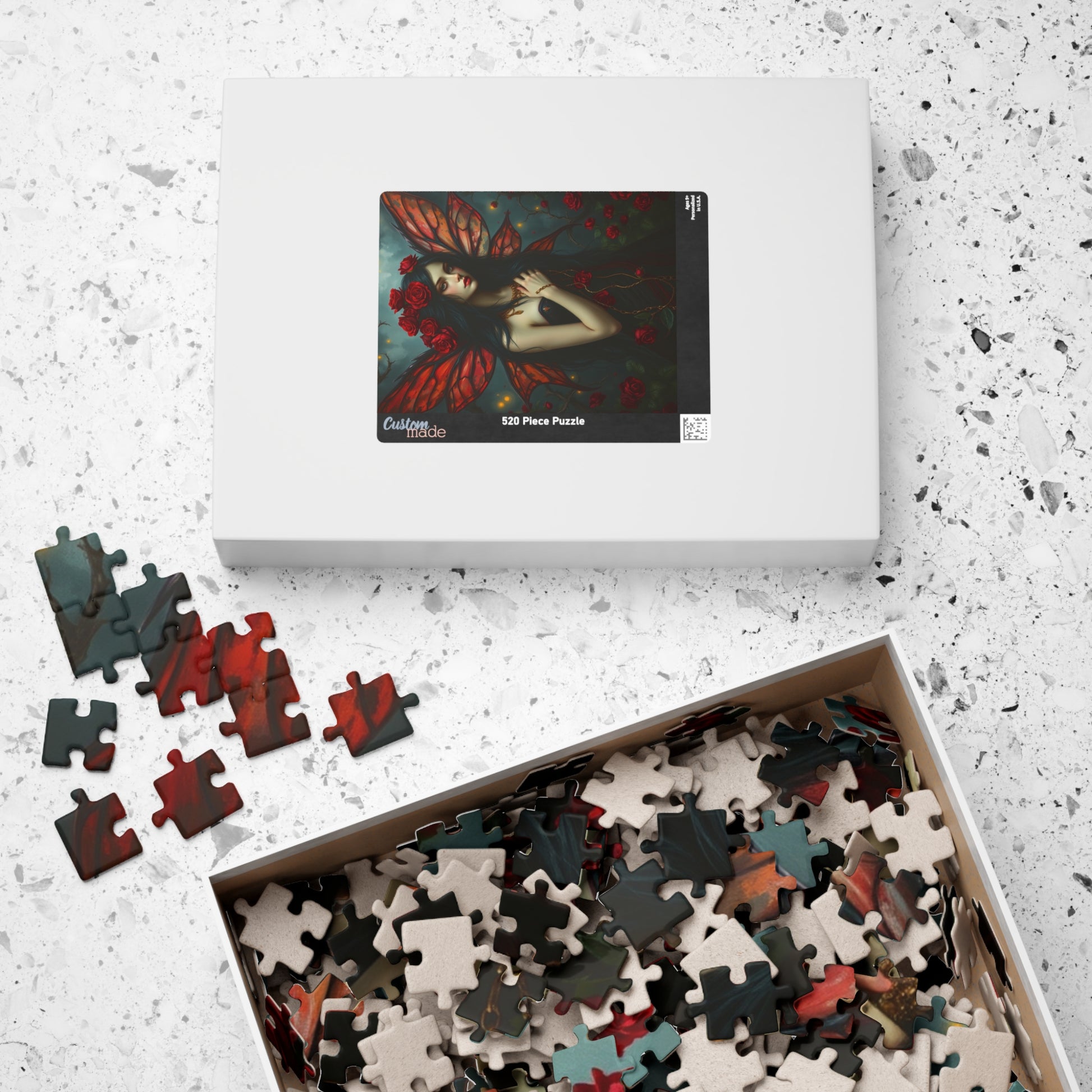Midnight Rose Fairy Jigsaw Puzzle, Enchanting Mythical Creature, Gothic Art Gift for Fantasy Lover, Home Entertainment, Mindfulness Activity The Puzzle Chest
