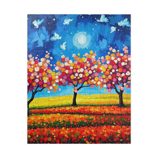 Colorful Fall Trees Puzzle | 110, 252, 520, 1014-piece Autumn Landscape Jigsaw | Best Gift for Nature Lovers, Puzzle Enthusiasts, Family Fun 110 pcs (Vertical) Puzzle The Puzzle Chest