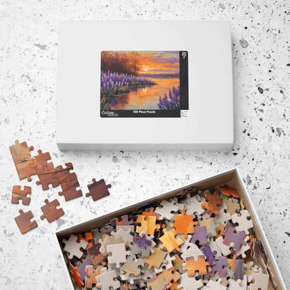 Jigsaw Puzzle, Peaceful Lakeside with Hyacinths Blooming, Sunset Reflection, 110 252 520 1014-piece, Relaxing Activity, Mindfulness Gift Puzzle The Puzzle Chest