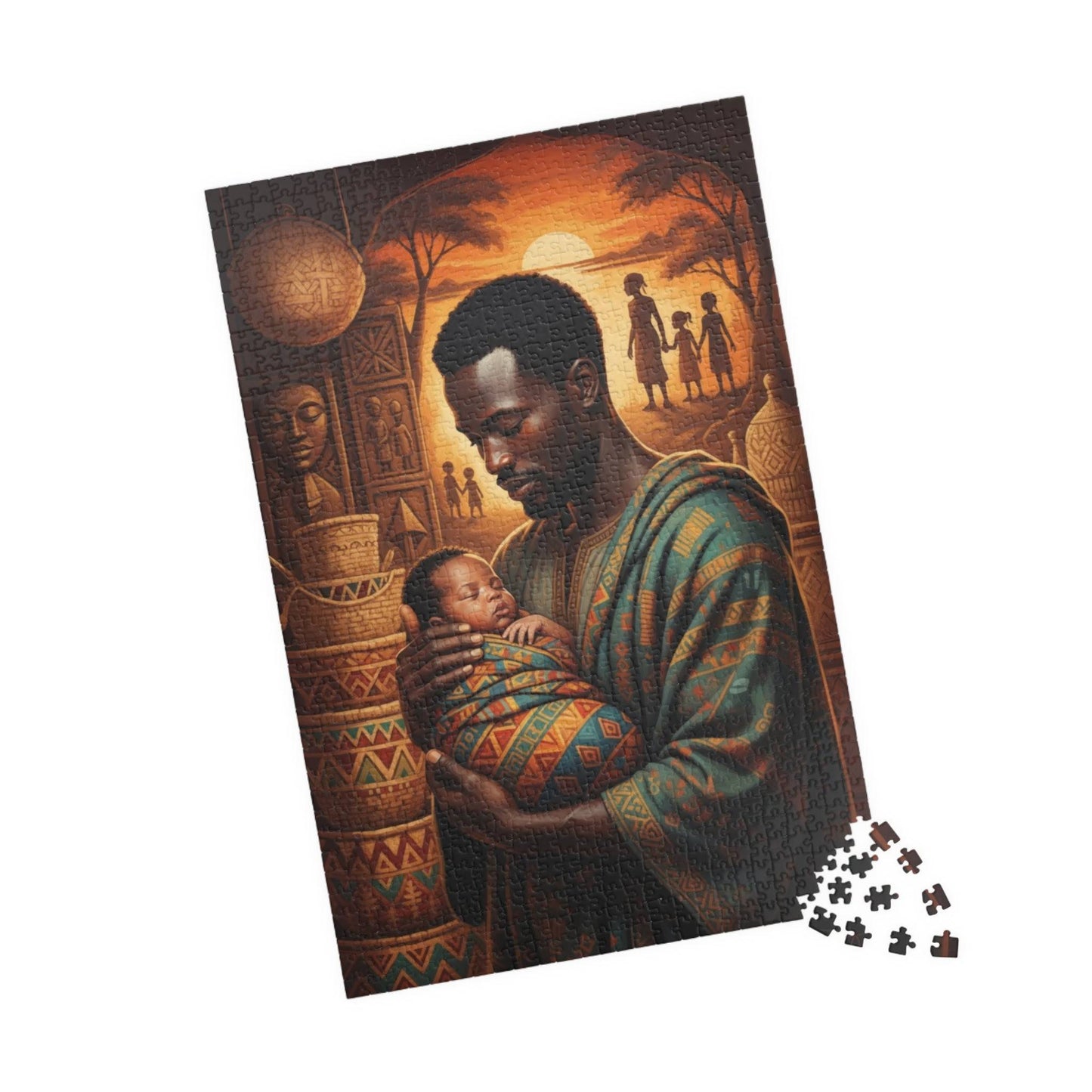 African American Cultural Heritage Jigsaw Puzzle - Family Bonding, Reflective Black Man Art, Afrocentric 1014 pcs (Vertical) Puzzle The Puzzle Chest